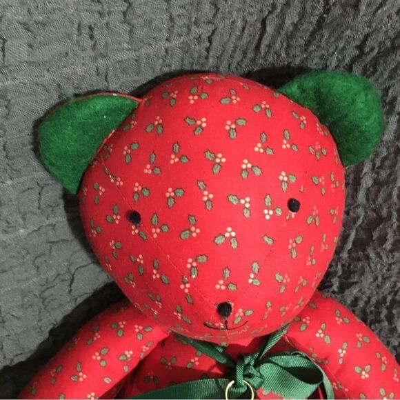 VTG Red Teddy Bear With Jingle Bell - Picture 2 of 9